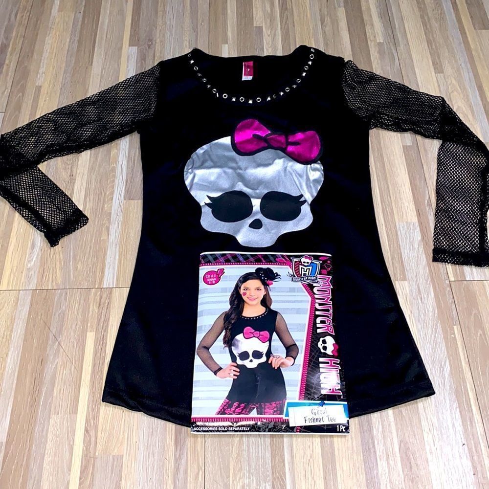 Monster High doll Shirt Halloween Costume Ghoul cosplay Fishnet long sleeve goth